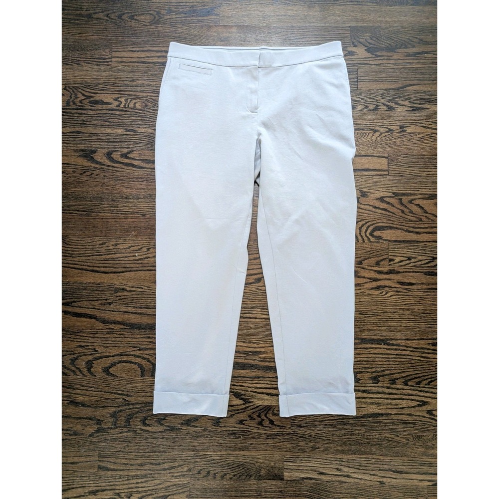 J.Jill Slim Leg Pants Women size M Gray Cuffed Stretch Ctn Quiet Luxury Career